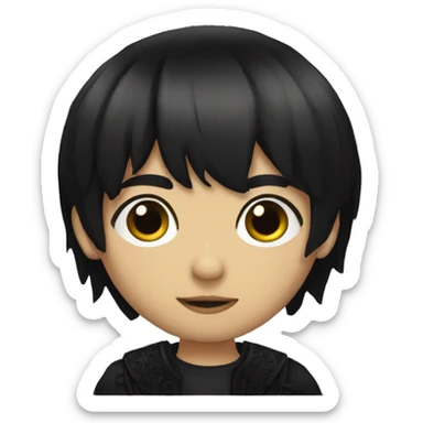 Byzantine Mexican Goth boy with black hair and bangs  sticker