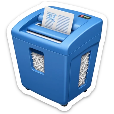 blue paper shredder with papers sticker