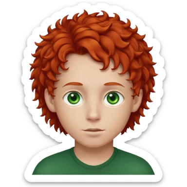 chico de pelo rojo rizado con ojos verdes sticker