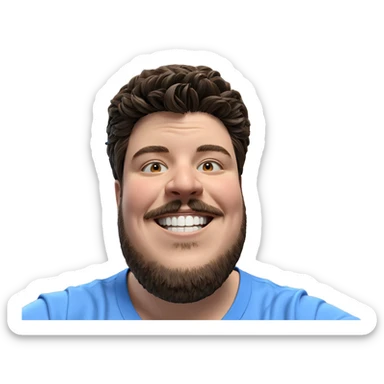 smiling boy in blue shirt sticker