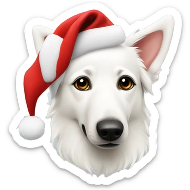 White swiss shepherd Santa hat sticker