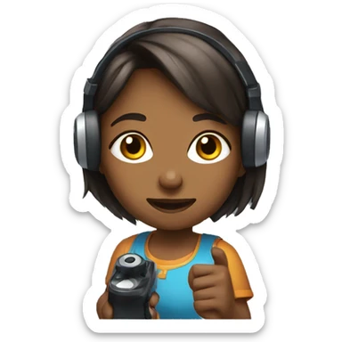Girl playing video games sticker
