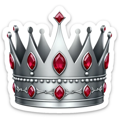 Men's silver crown with red rubies, regal and masculine design sticker