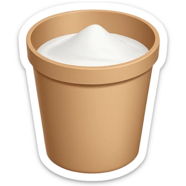 simple upright cardboard tub with plain cap, slightly opened to reveal white powder inside, no label, scoop, or extras, soft lighting, subtle shadows, transparent background, emoji scale sticker