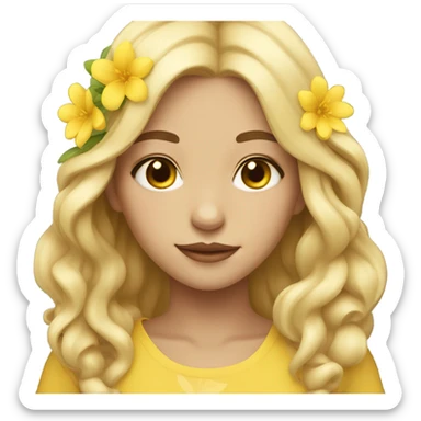 yellow blossom girl white/tan skin  sticker