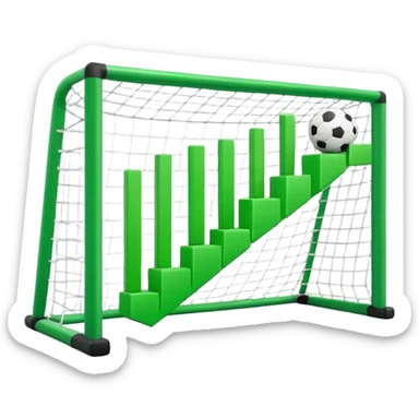Cinematic realistic green 3d growing bar graph in a soccer goal sticker