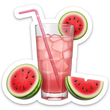 very light pink lemonade in glass with chunk of watermelon on rim no straw sticker