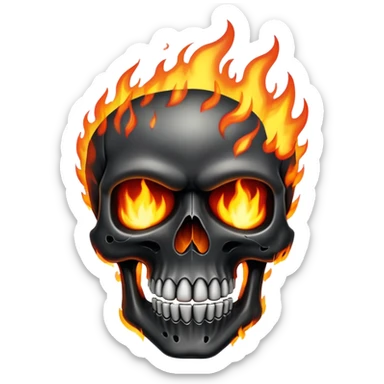 Flaming black skull sticker