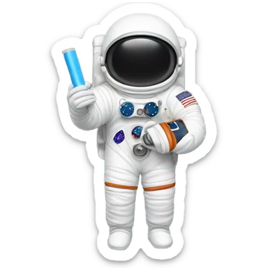 astronaut hold a glue stick sticker