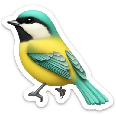 Yellow turquoise chickadee bird sticker
