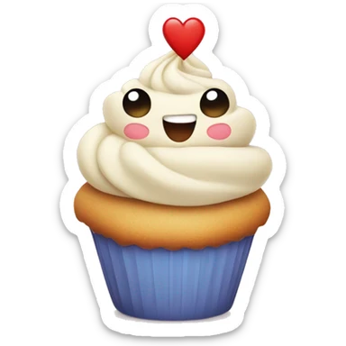 cute cupcake character with arms and hands shaping a heart sticker