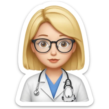 chick animal with glasses, wearing doctor uniform sticker