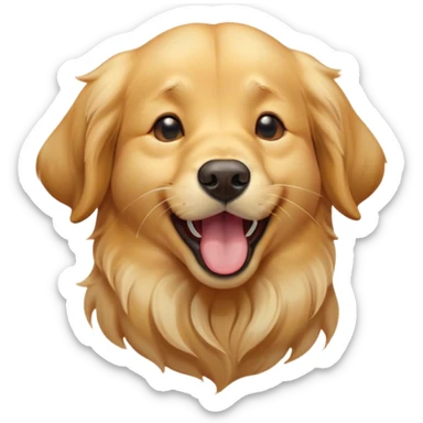 Cinematic Cute Yawning Golden Retriever Portrait Emoji, Head tilted slightly with a dramatic, wide-open yawn, revealing a silky golden coat with a subtle shimmer, floppy ears slightly drooping, round brown eyes barely open in drowsy contentment, Simplified yet irresistibly adorable features, highly detailed, glowing with a soft, cozy glow, high shine, relaxed yet expressive, stylized with a touch of whimsy, bright and endearing, soft glowing outline, capturing the essence of a sleepy yet affectionate companion, so drowsy it feels like it could stretch out of the screen and curl up for a nap! sticker