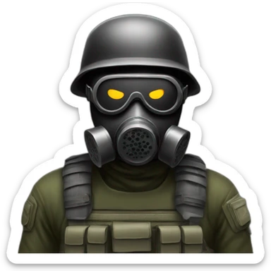 gas masked army man with googles black emoji sticker