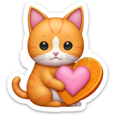 Gato naranja corazón rosa cuerpo entero kawaii sticker