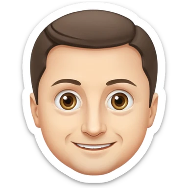 vladimir zelensky simple round face big expressive eyes smiling sticker