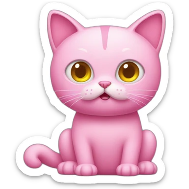 pink cat lost and confused sticker
