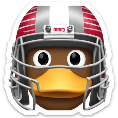 duck wearing an ohio state university football helmet sticker