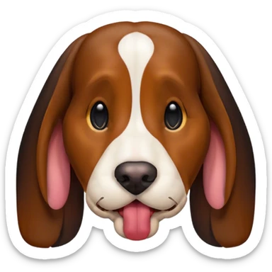 Face of black and brown basset hound with its tongue out sticker