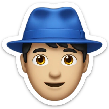a guy with a blue hat and black hair sticker