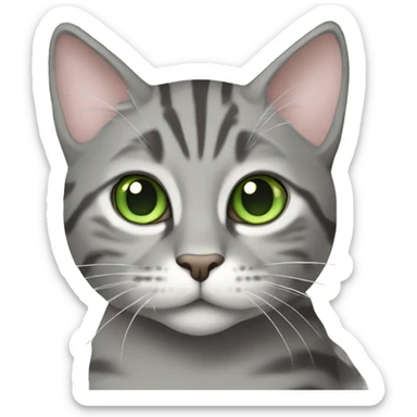 Gray tabby cat with green eyes coquette sticker