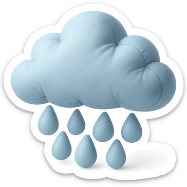 plush cloud with hail, soft edges, icy blue tones, cushion style sticker
