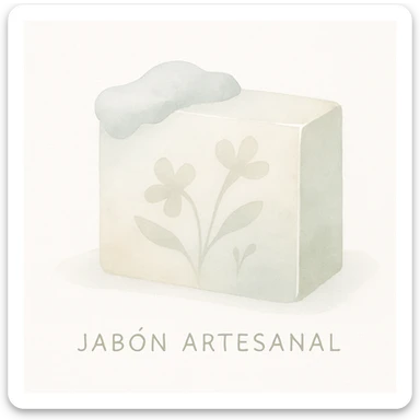 jabon artesanal, estilo acuarela, tonos pastel, textura suave, detalles florales sticker