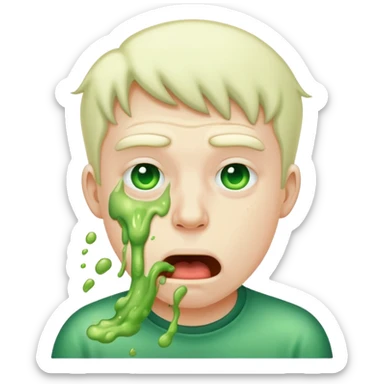 Guy barfing green vomit sticker