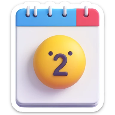 calendar emoji with the date '2' displayed sticker