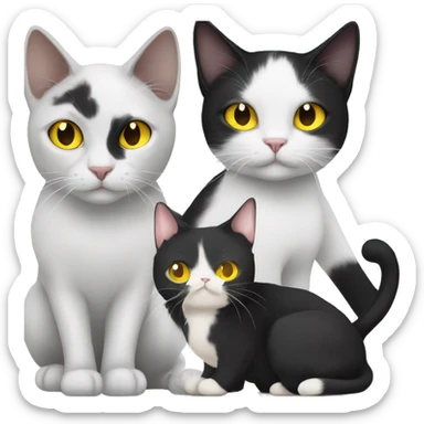 Male Black and white cat with yellow eyes & female black cat with yellow eyes  sticker