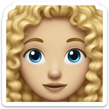 Curly blond hair with blue eyes girl rolling eye sticker