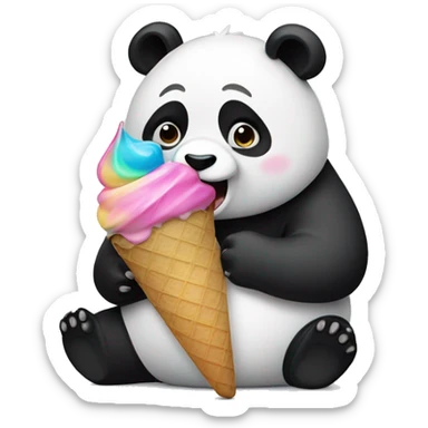 Panda eating ice cream sticker