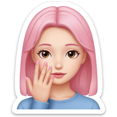 blushing with fingers sticker