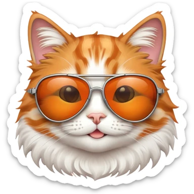 Smiling cat with aviator sunglasses sticker