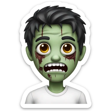teen boy zombie with dark hair and white shirt sticker