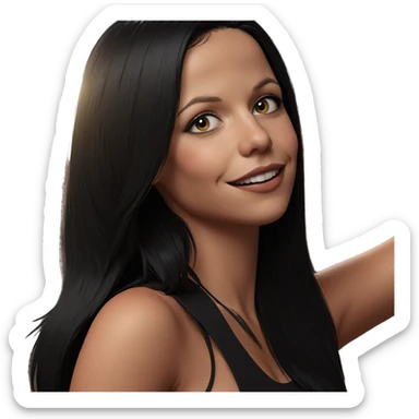 smiling girl with black hair sticker