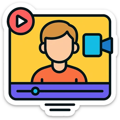 an online content creator, color outline icon style sticker