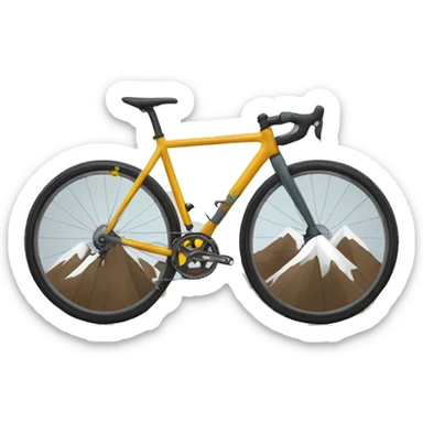 A gravel bike with a mountain in the back in the shape of a graph sticker