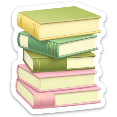 Pastel pink pastel yellow and matcha colored books sticker