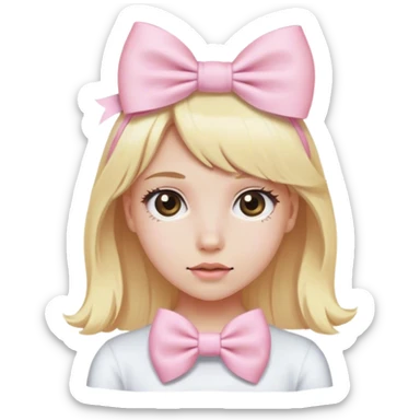 Blonde with light pink hairbow sticker