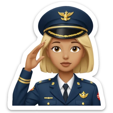 black solider woman salute with blonde hair sticker