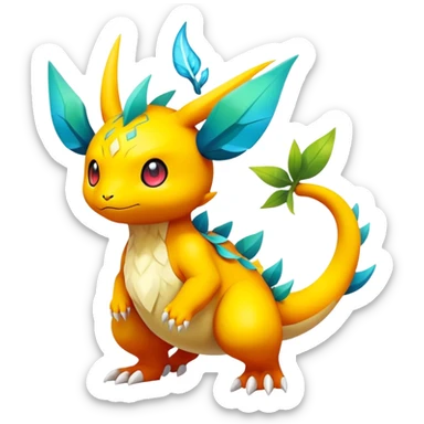 Elemental magical colorful exotic animesque Pokémon-Fakémon-creature, (full body) sticker