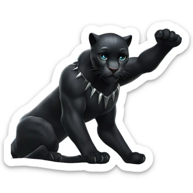 The black panther waves its paw sticker