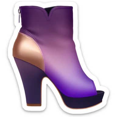 Realistic Isolated pair of dark purple to light purple ombre with rose gold toe facing forward peep toe ankle bootie boots.  sticker