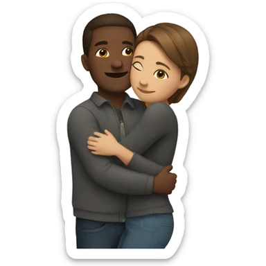 A girl and a guy are hugging sticker