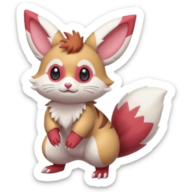Cute adorable pastel Furret-Minccino-Zangoose-Buizel-hybrid-fusion, full body sticker