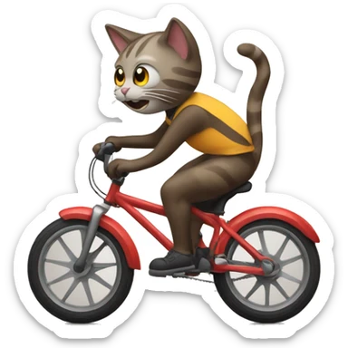 Cat on a downhill bike sticker