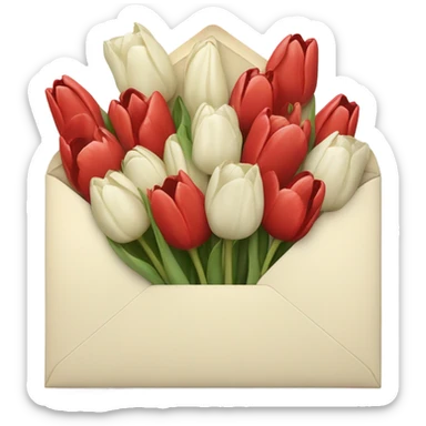 Light beige Envelope with 4 red tulips and 4 white tulips in. Just put more tulips in and make envelope colour lighter sticker