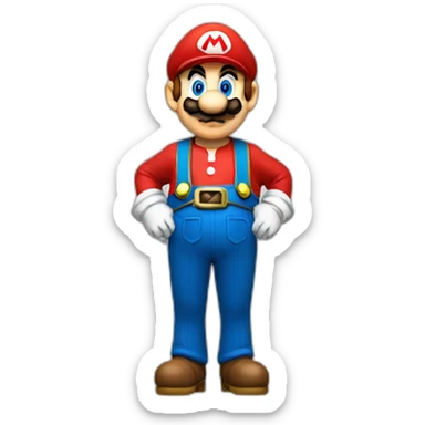 super mario with a bavarian hat a traditional bavarian shirt and bavarian leatherpants sticker