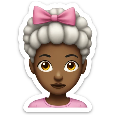 Black girl with short Afro with bow with annoyed face expression  sticker